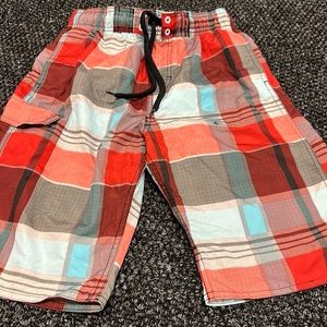 Boys Swimsuit Size 14-16 L Paid Red Back Grey White